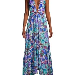 PatBO Blue Women's Violet Blossom Cutout Casual Maxi Dress (Size M)